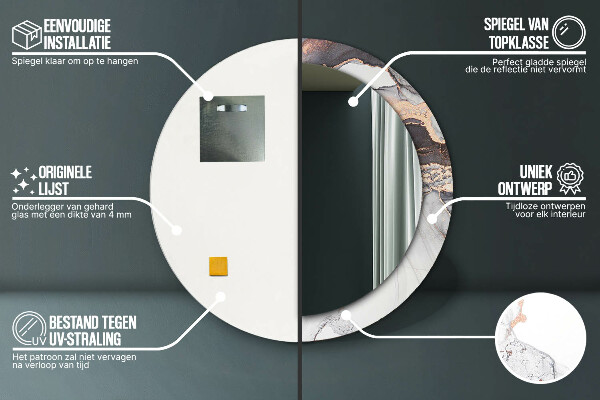 Kulaté zrcadlo rám s potiskem Abstraktní tekutina