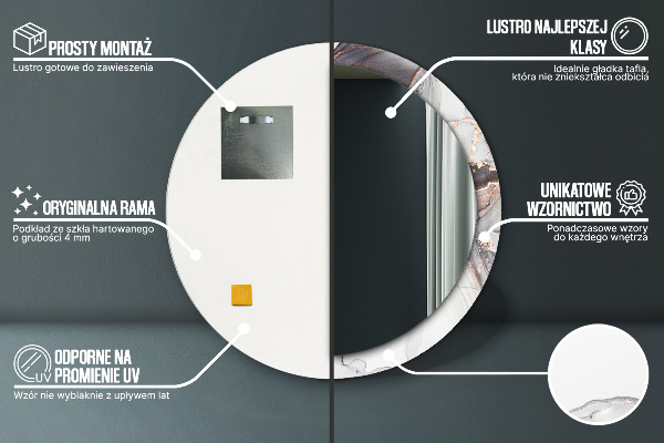 Kulaté zrcadlo rám s potiskem Abstraktní tekutina