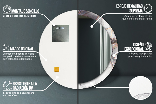 Kulaté zrcadlo rám s potiskem Abstraktní tekutina