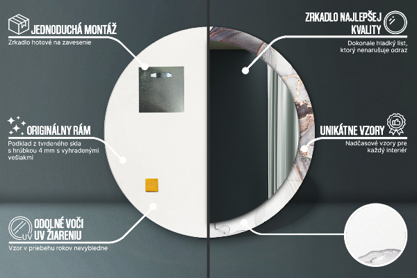 Kulaté zrcadlo rám s potiskem Abstraktní tekutina