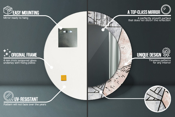 Kulaté zrcadlo rám s potiskem Abstry zvířata