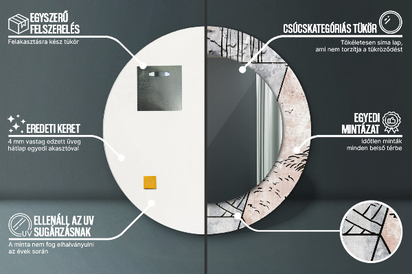 Kulaté zrcadlo rám s potiskem Abstry zvířata