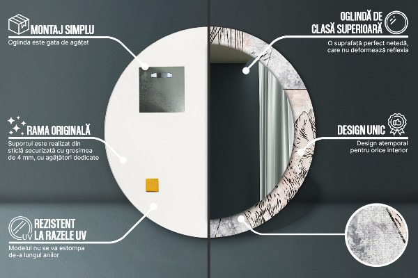 Kulaté zrcadlo rám s potiskem Abstry zvířata