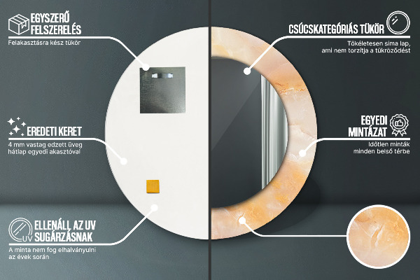 Kulaté zrcadlo rám s potiskem Mramorový onyx