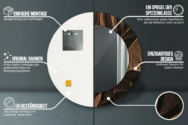 Kulaté zrcadlo rám s potiskem Hnědé banánové listy