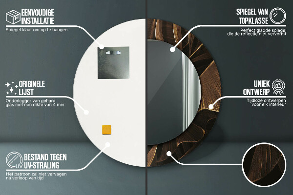 Kulaté zrcadlo rám s potiskem Hnědé banánové listy