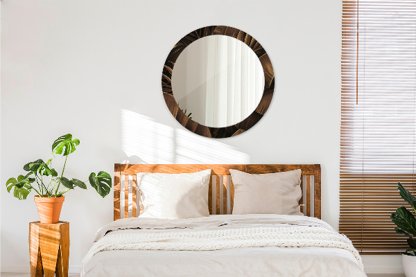 Kulaté zrcadlo rám s potiskem Hnědé banánové listy