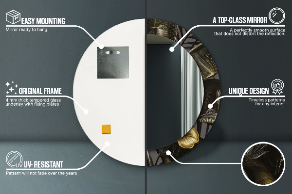 Kulaté zrcadlo rám s potiskem Hibiscus Flowers