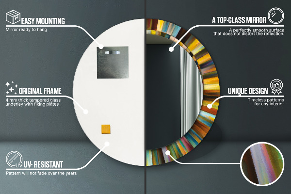 Kulaté zrcadlo rám s potiskem Abstraktní radiální vzor