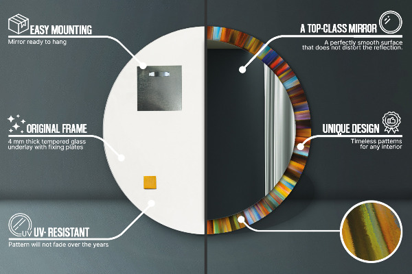 Kulaté zrcadlo rám s potiskem Abstraktní radiální vzor