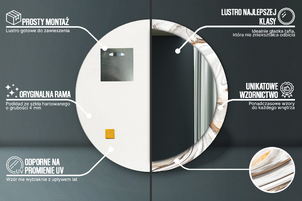 Kulaté zrcadlo rám s potiskem Jasný mramor