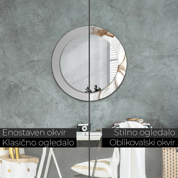 Kulaté zrcadlo rám s potiskem Jasný mramor