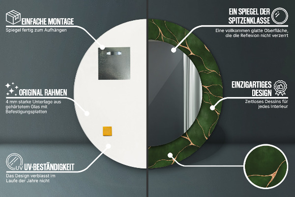 Kulaté dekorační zrcadlo na zeď Abstraktní list