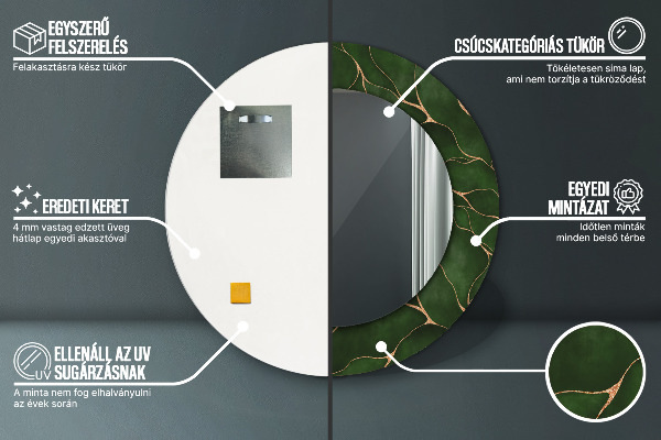 Kulaté dekorační zrcadlo na zeď Abstraktní list