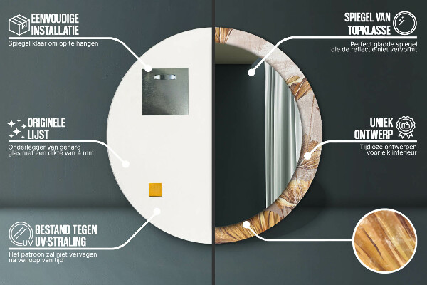 Kulaté dekorační zrcadlo na zeď Zlaté listy