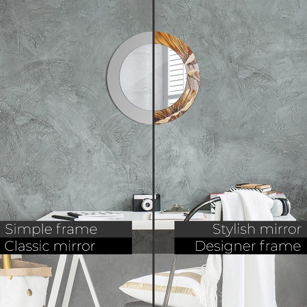 Kulaté dekorační zrcadlo na zeď Zlaté listy