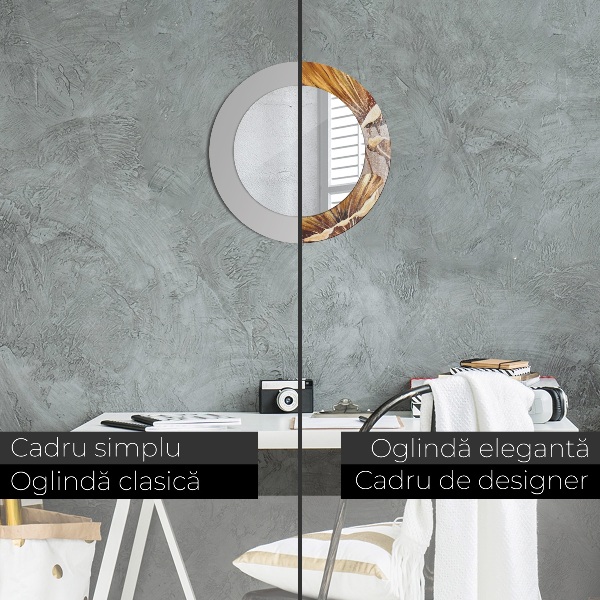 Kulaté dekorační zrcadlo na zeď Zlaté listy