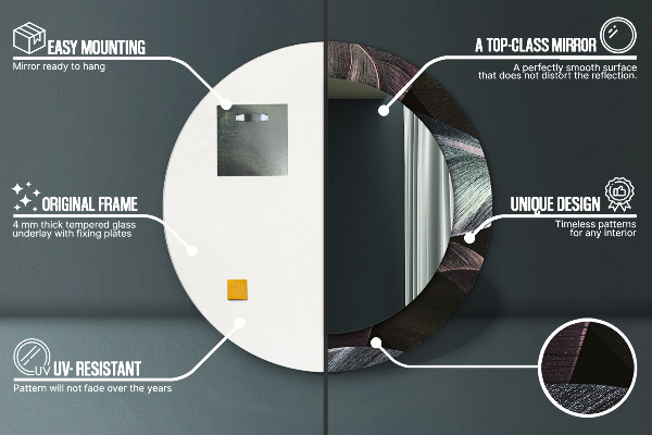 Kulaté dekorační zrcadlo na zeď Tmavé tropické listy