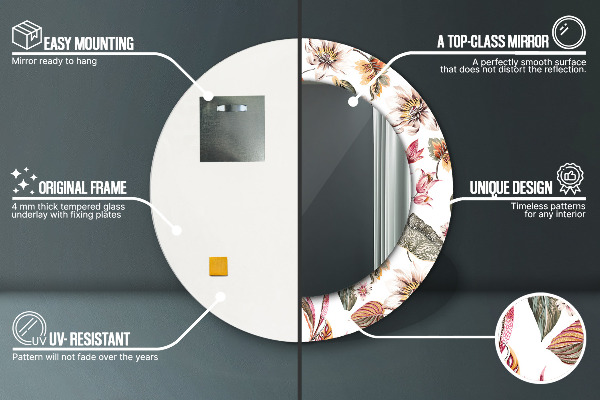 Kulaté dekorační zrcadlo Vintage květiny