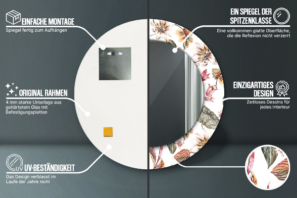 Kulaté dekorační zrcadlo Vintage květiny