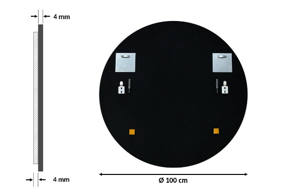 Kulaté předsíňové zrcadlo v černém rámu fi 100 cm