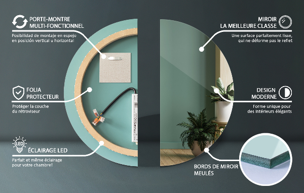 Kulaté nástěnné zrcadlo do koupelny s led fi 40 cm