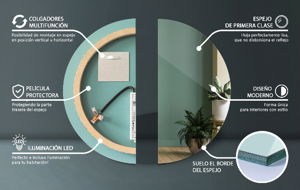 Kulaté designove koupelnové zrcadlo s led fi 80 cm