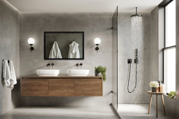 Obdélníkové designove zrcadlo s černým rámem 50x50 cm