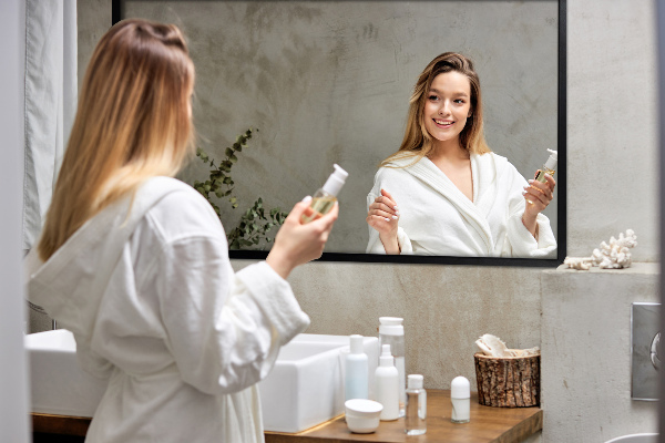 Obdélníkové zrcadlo do koupelny černý rám 60x40 cm