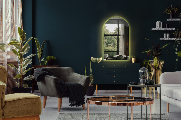 Polooválné zrcadlo s osvětlením 60x100 cm