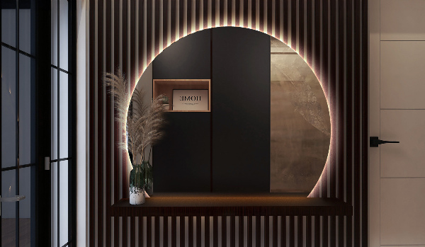 Zrcadlo se zkosenou stranou led 63x70 cm