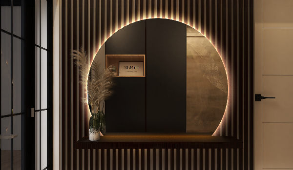 Zrcadlo se zkosenou stranou led 63x70 cm