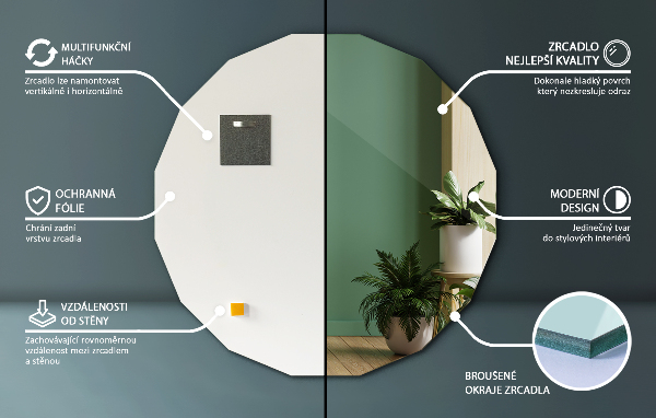 Zrcadlo ve tvaru mnohaúhelníku moderní doplněk 100x100 cm