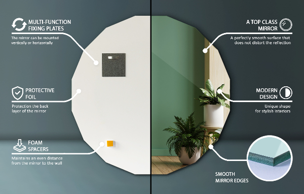 Geometrické zrcadlo originálního tvaru 50x50 cm