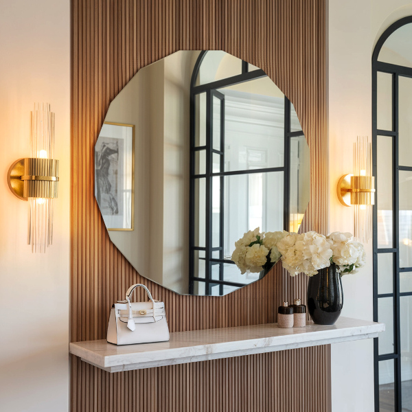 Zrcadlo ve tvaru estetického mnohaúhelníku 80x80 cm