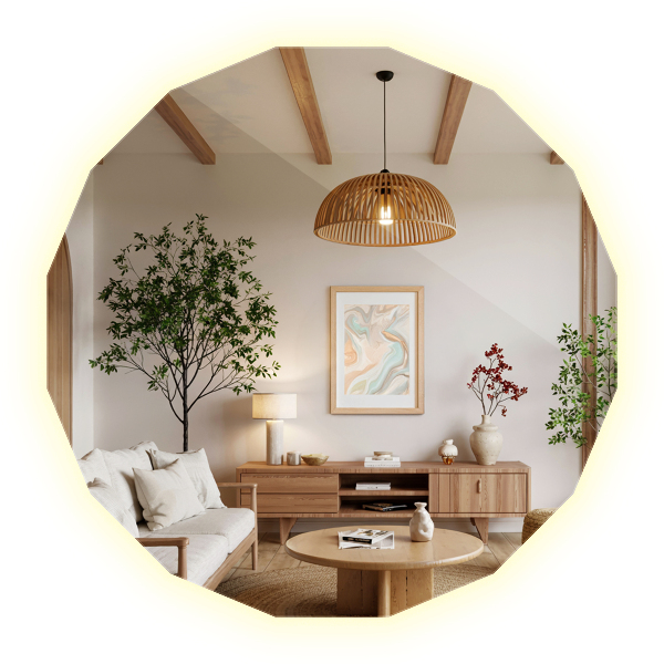 LED polygonální zrcadlo 100x100 cm