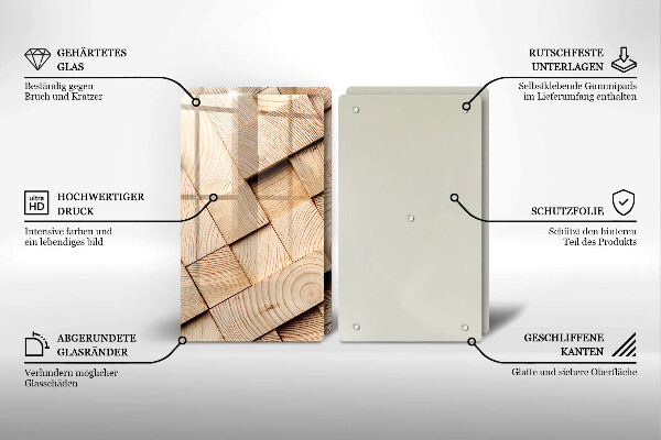 Sklo za varnou desku Dřevěné čtverce