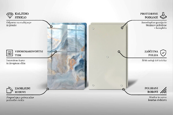 Skleněná deska za sporák Textura mramoru