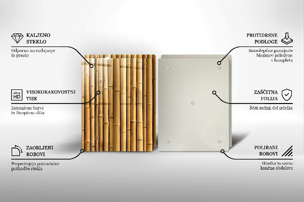 Skleněná deska za sporák Přírodní boho bambus
