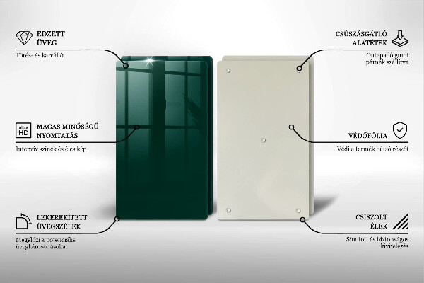 Skleněná deska za sporák Zelená barva