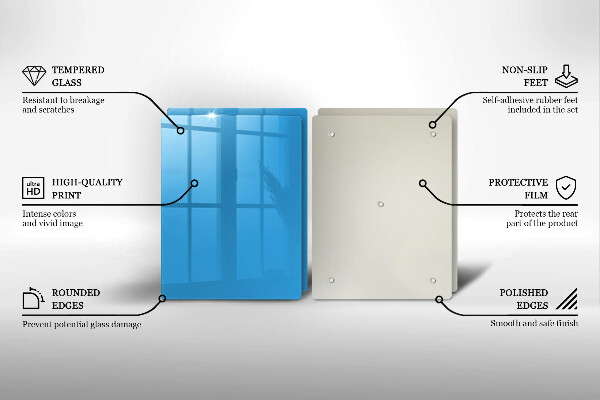 Skleněná deska za sporák Modrá barva