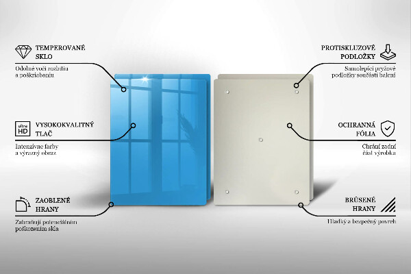 Skleněná deska za sporák Modrá barva