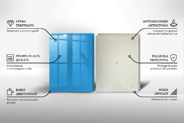 Skleněná deska za sporák Modrá barva