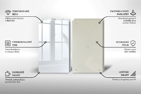 Skleněná deska za sporák Bílá barva