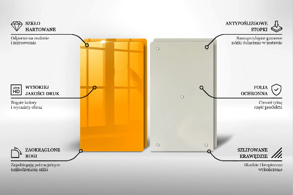 Skleněná deska za sporák Tmavě žlutá barva
