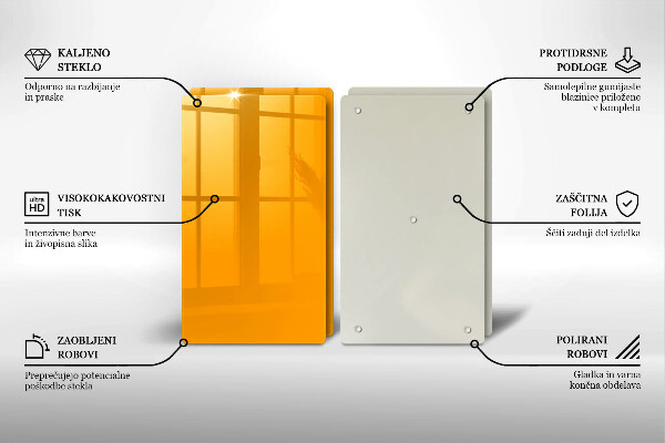 Skleněná deska za sporák Tmavě žlutá barva