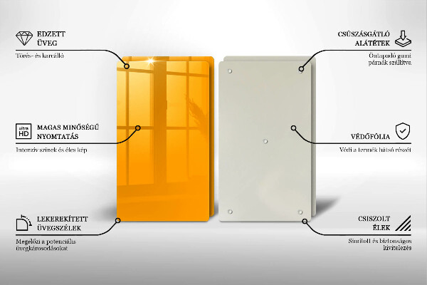 Skleněná deska za sporák Tmavě žlutá barva