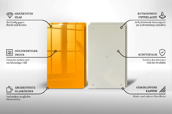 Skleněná deska za sporák Tmavě žlutá barva