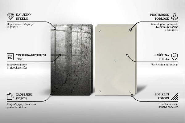 Skleněná deska za sporák Kovová textura