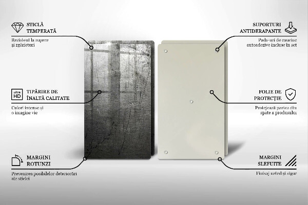 Skleněná deska za sporák Kovová textura